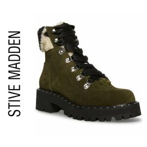 Steve Madden Olive Combat Boots with Black Accents